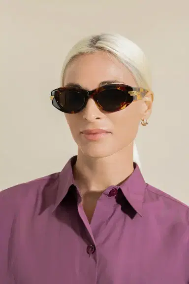 Bottega Veneta Oval Sunglasses - Havana Brown | Thumbnail 2