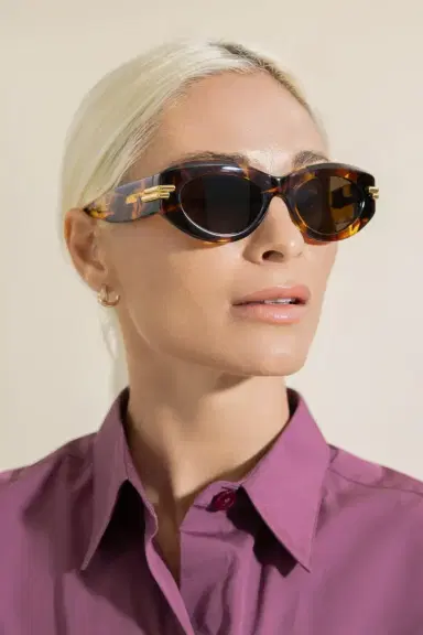 Bottega Veneta Oval Sunglasses - Havana Brown | Thumbnail 3