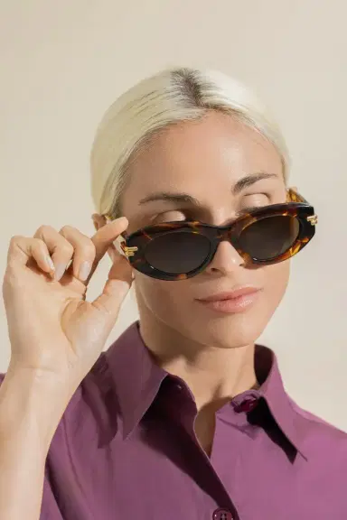 Bottega Veneta Oval Sunglasses - Havana Brown | Thumbnail 4