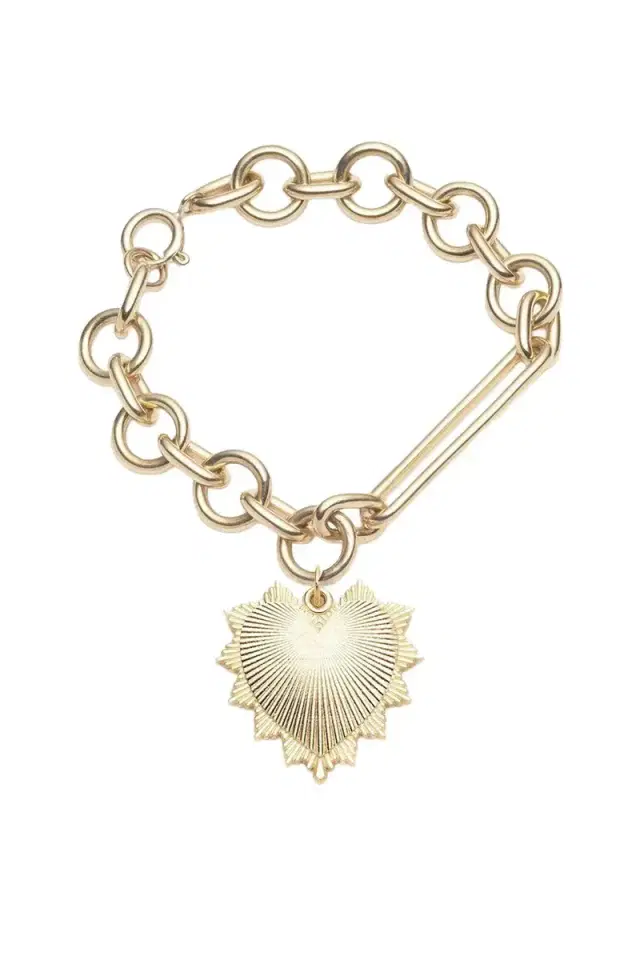 Foundrae Oversized Heart Token Clip Bracelet