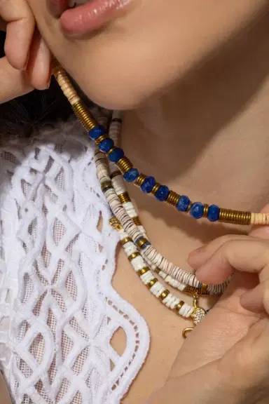 HIJAS DE PUKA Paulina Dijon Blue Agate Sea Shell Necklace | Thumbnail 3