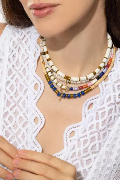 HIJAS DE PUKA Paulina Dijon Blue Agate Sea Shell Necklace | Thumbnail 4