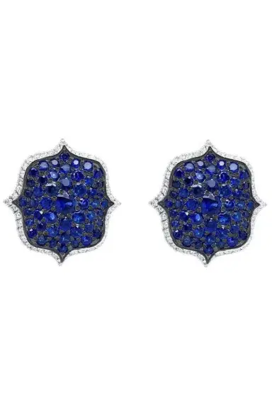 Bayco Pave Blue Sapphire Lotus Earrings | Thumbnail 1