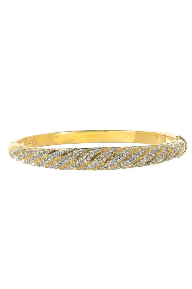 LOGAN HOLLOWELL Pave Diamonds Nautilus Bangle Bracelet