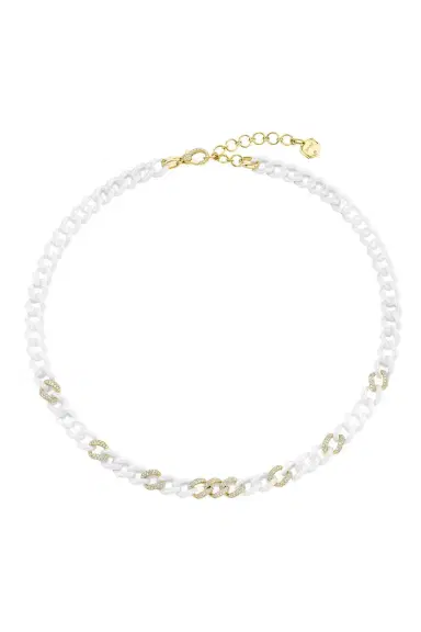 SHAY JEWELRY Pave White Ceramic Medium Link Necklace | Thumbnail 1