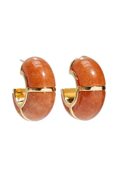 Lizzie Fortunato Peach Aventurine Zellige Hoop Earrings | Thumbnail 1 Lizzie Fortunato Peach Aventurine Zellige Hoop Earrings | Thumbnail 1