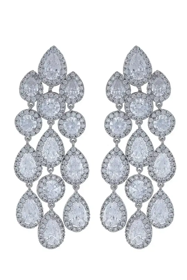 FANTASIA by DESERIO Pear Chandelier Earrings