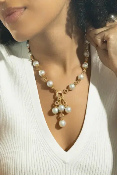 ANDREOLI Pearl Diamond Drop Necklace | Thumbnail 2 ANDREOLI Pearl Diamond Drop Necklace | Thumbnail 2