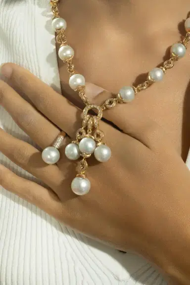 ANDREOLI Pearl Diamond Drop Necklace | Thumbnail 3 ANDREOLI Pearl Diamond Drop Necklace | Thumbnail 3