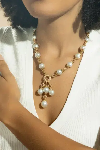 ANDREOLI Pearl Diamond Drop Necklace | Thumbnail 4 ANDREOLI Pearl Diamond Drop Necklace | Thumbnail 4
