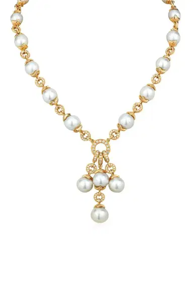 ANDREOLI Pearl Diamond Drop Necklace | Thumbnail 1 ANDREOLI Pearl Diamond Drop Necklace | Thumbnail 1