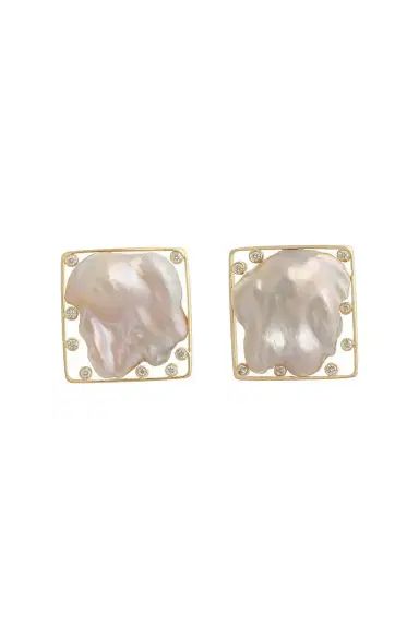 DENISE CASSOU Pearl Diamond Earrings | Thumbnail 1