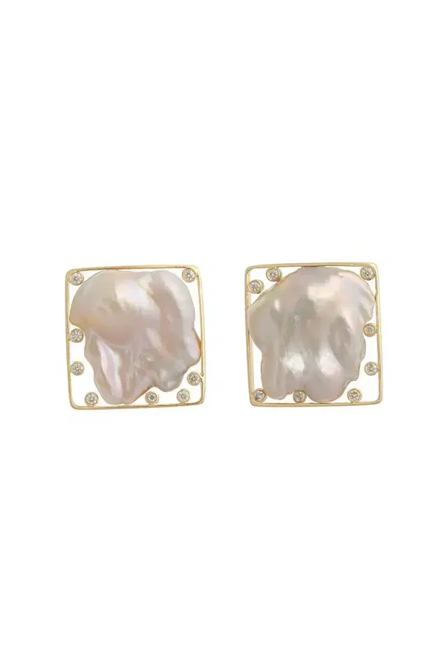 DENISE CASSOU Pearl Diamond Earrings