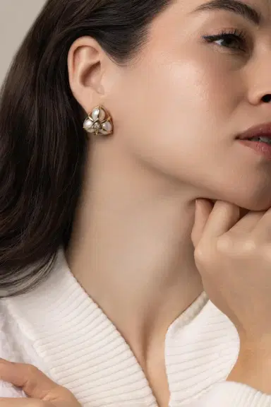 DENISE CASSOU Pearl Diamond Earrings | Thumbnail 3