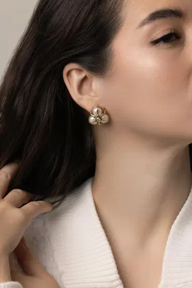 DENISE CASSOU Pearl Diamond Earrings | Thumbnail 4