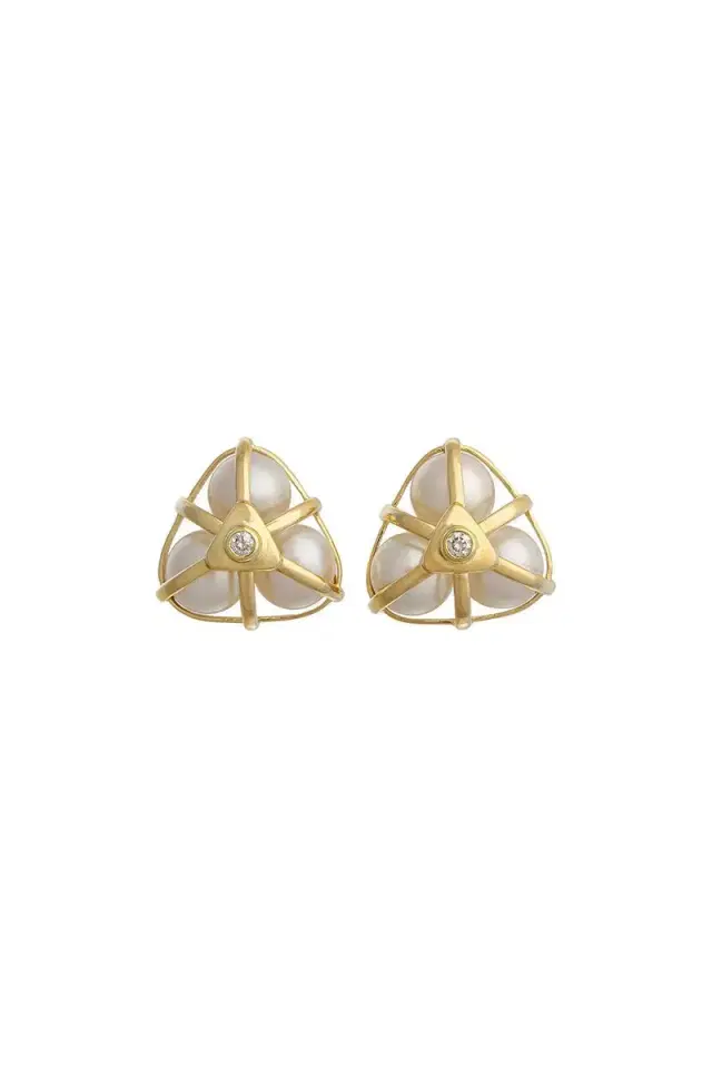 DENISE CASSOU Pearl Diamond Earrings