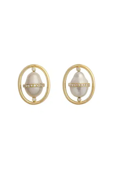 DENISE CASSOU Pearl Diamond Earrings | Thumbnail 1 DENISE CASSOU Pearl Diamond Earrings | Thumbnail 1