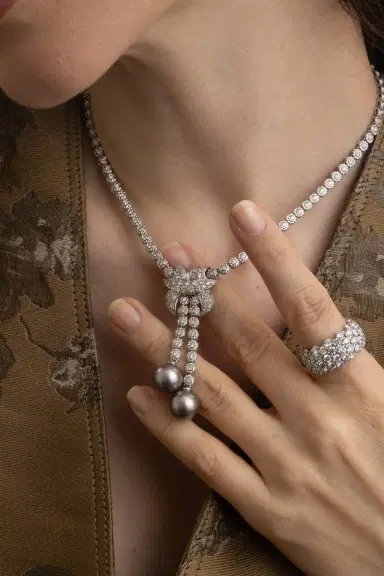ANDREOLI Pearl Diamond Tassel Necklace | Thumbnail 3 ANDREOLI Pearl Diamond Tassel Necklace | Thumbnail 3