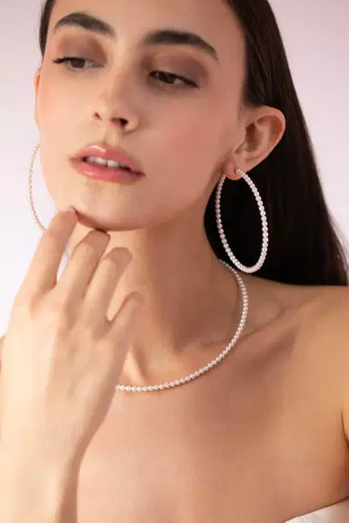 BAGGINS Pearl Hoops - 2.75in | Thumbnail 2