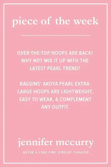BAGGINS Pearl Hoops - 2.75in | Thumbnail 3