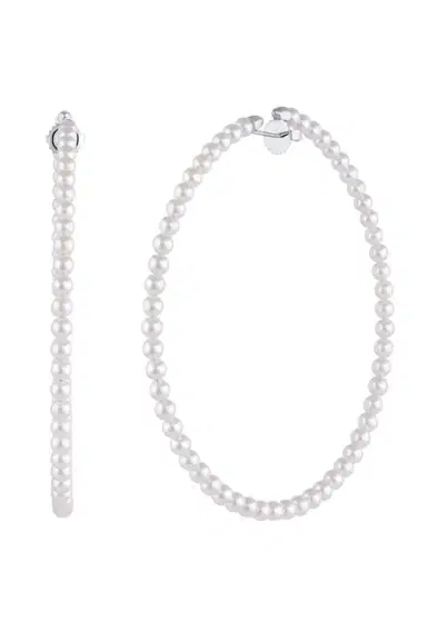 BAGGINS Pearl Hoops - 2.75in | Thumbnail 5