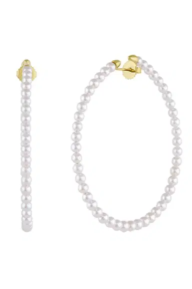 BAGGINS Pearl Hoops - 2.75in | Thumbnail 6