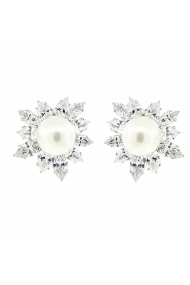 FANTASIA by DESERIO Pearl Marquise Clear Earrings