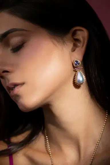 Harwell Godfrey Pearl Tanzanite Earrings | Thumbnail 3