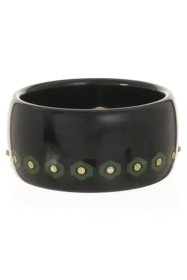 MARK DAVIS Peridot Blue Wide Bakelite Bangle | Thumbnail 1