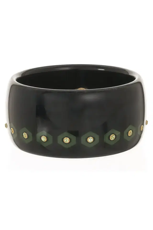 MARK DAVIS Peridot Blue Wide Bakelite Bangle