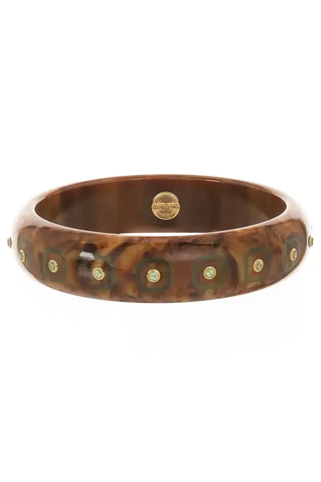 MARK DAVIS Peridot Brown Bakelite Bangle