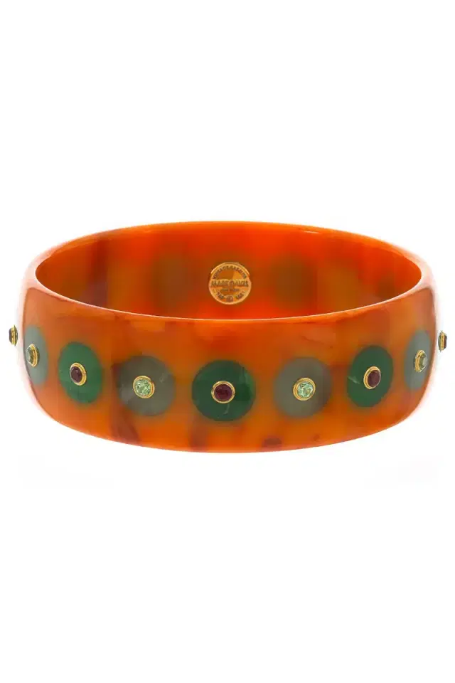 MARK DAVIS Peridot Citrine Orange Bakelite Bangle