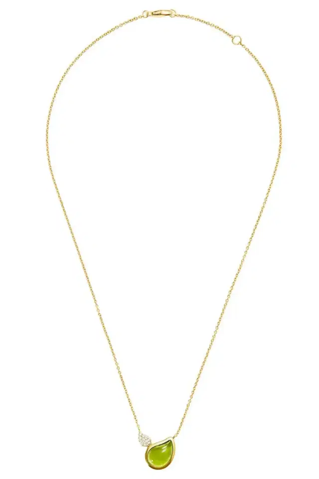 TAMARA COMOLLI Peridot Diamond Two Drops Signature Necklace