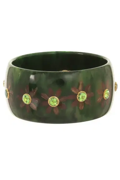 MARK DAVIS Peridot Flower Green Bakelite Bangle | Thumbnail 1 MARK DAVIS Peridot Flower Green Bakelite Bangle | Thumbnail 1
