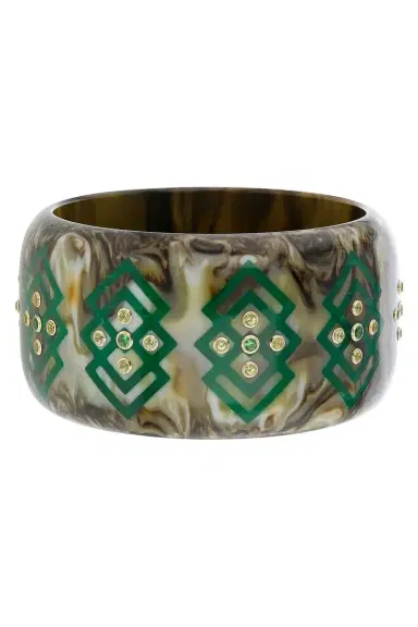 MARK DAVIS Peridot Garnet Green Bakelite Bangle | Thumbnail 1 MARK DAVIS Peridot Garnet Green Bakelite Bangle | Thumbnail 1