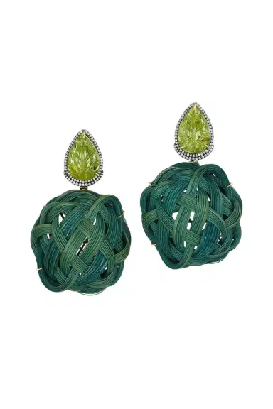 Silvia Furmanovich Peridot Tsavorite Green Bamboo Earrings | Thumbnail 1 Silvia Furmanovich Peridot Tsavorite Green Bamboo Earrings | Thumbnail 1