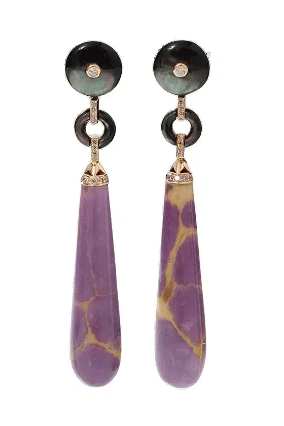 WENDY YUE Phosphosiderite And Black Mother of Pearl Earrings