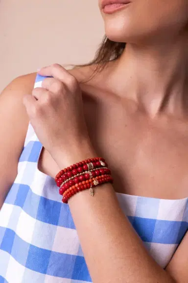 Sydney Evan Pineapple Bamboo Coral Charm Bracelet | Thumbnail 2