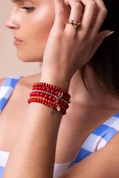 Sydney Evan Pineapple Bamboo Coral Charm Bracelet | Thumbnail 3