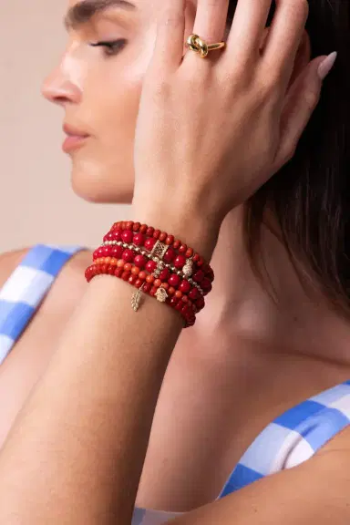 Sydney Evan Pineapple Bamboo Coral Charm Bracelet | Thumbnail 4
