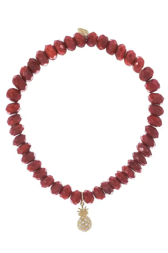 Sydney Evan Pineapple Bamboo Coral Charm Bracelet