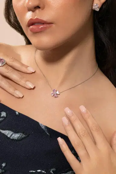 FANTASIA by DESERIO Pink Clover Pendant Necklace | Thumbnail 2 FANTASIA by DESERIO Pink Clover Pendant Necklace | Thumbnail 2