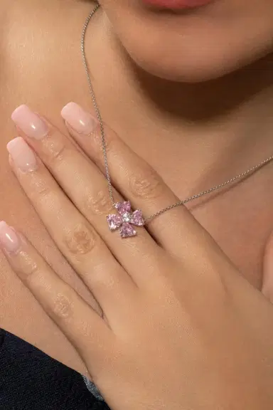 FANTASIA by DESERIO Pink Clover Pendant Necklace | Thumbnail 3 FANTASIA by DESERIO Pink Clover Pendant Necklace | Thumbnail 3