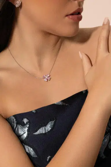 FANTASIA by DESERIO Pink Clover Pendant Necklace | Thumbnail 4 FANTASIA by DESERIO Pink Clover Pendant Necklace | Thumbnail 4