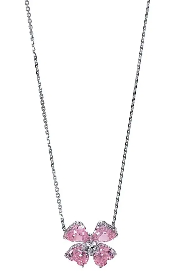 FANTASIA by DESERIO Pink Clover Pendant Necklace