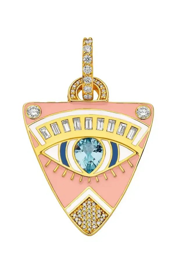 BUDDHA MAMA Pink Enamel Guitar Pick Pendant