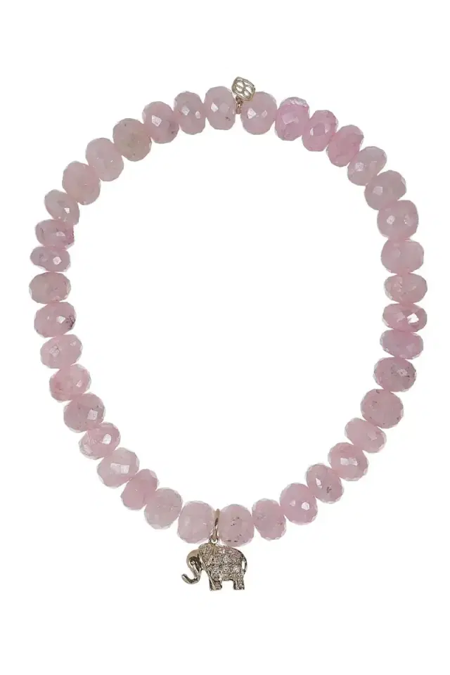 Sydney Evan Pink Grapolite Elephant Charm Bracelet