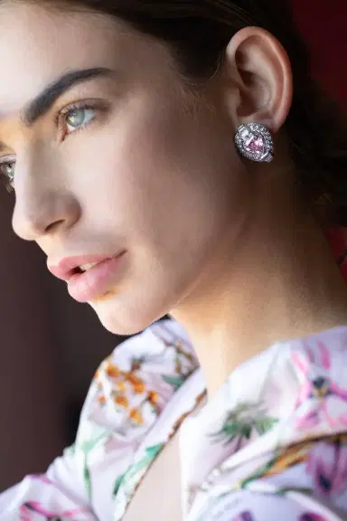 FANTASIA by DESERIO Pink Heart Earrings | Thumbnail 2