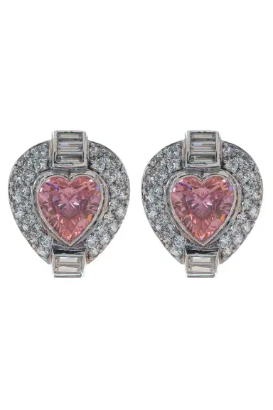 FANTASIA by DESERIO Pink Heart Earrings | Thumbnail 1