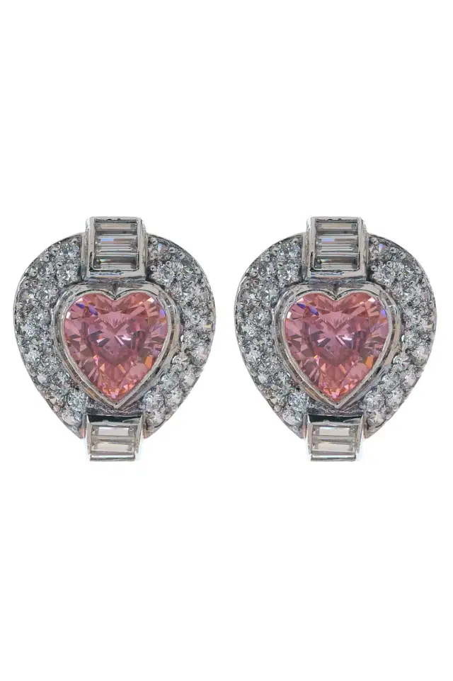 FANTASIA by DESERIO Pink Heart Earrings
